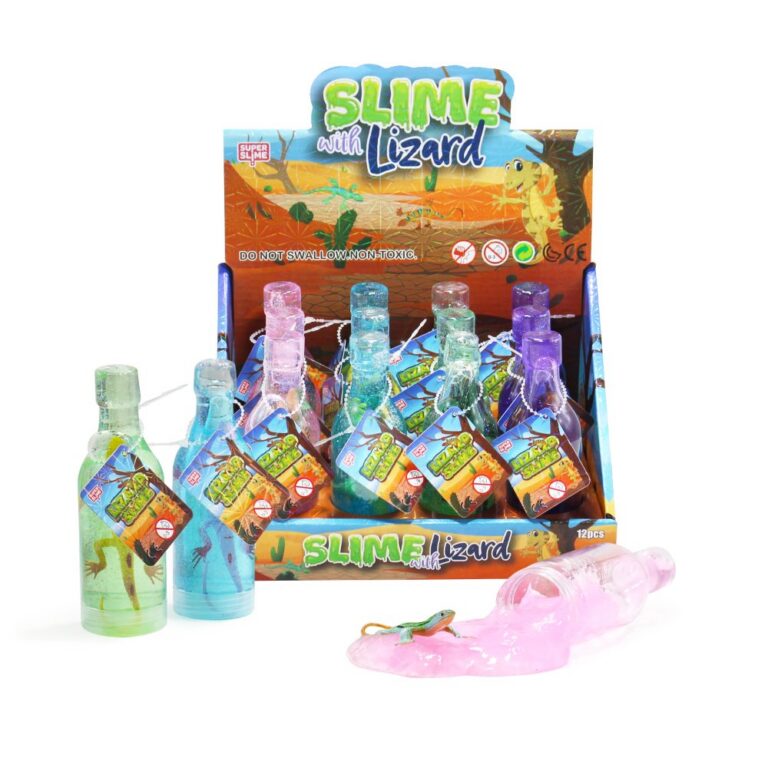 Slime Wine Bottle Lizard Figurine Glitter Crystal Slime